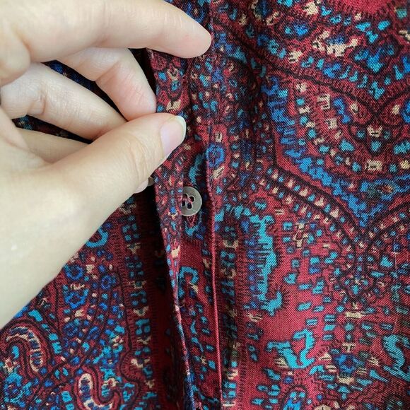 VTG Neiman Marcus Evan-Picone Women's M Blouse Buttons Off Center Paisley Dark - Picture 7 of 10
